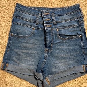 Aeropostale Super High Rise Midi Jean Shorts
